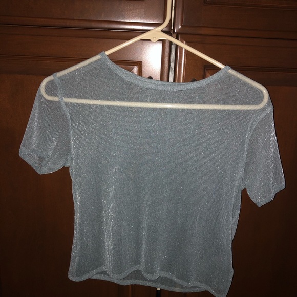 Brandy Melville Cropped Blue Glitter Top - Picture 5 of 5